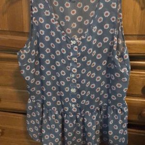 Sheer floral peplum blouse